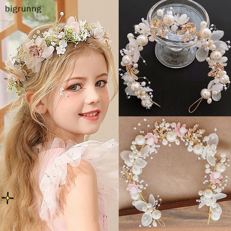 Bigrunng Elegant เจ ้ าสาวเลียนแบบไข ่ มุก Headwear ผมงานแต ่ งงาน Fairy ดอกไม ้ Hairwear หวานโรแมนติกสําหรับสาวเครื ่ องประดับผม SG