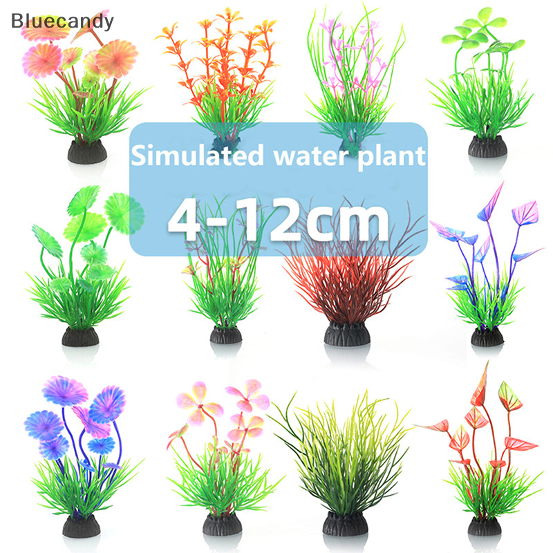 Bluecandy จําลองพืชประดิษฐ์ Aquarium Decor พลาสติกใต้น้ําวัชพืชหญ้า Aquarium อุปกรณ์เสริมปลาตกแต่งเครื่องประดับใหม่