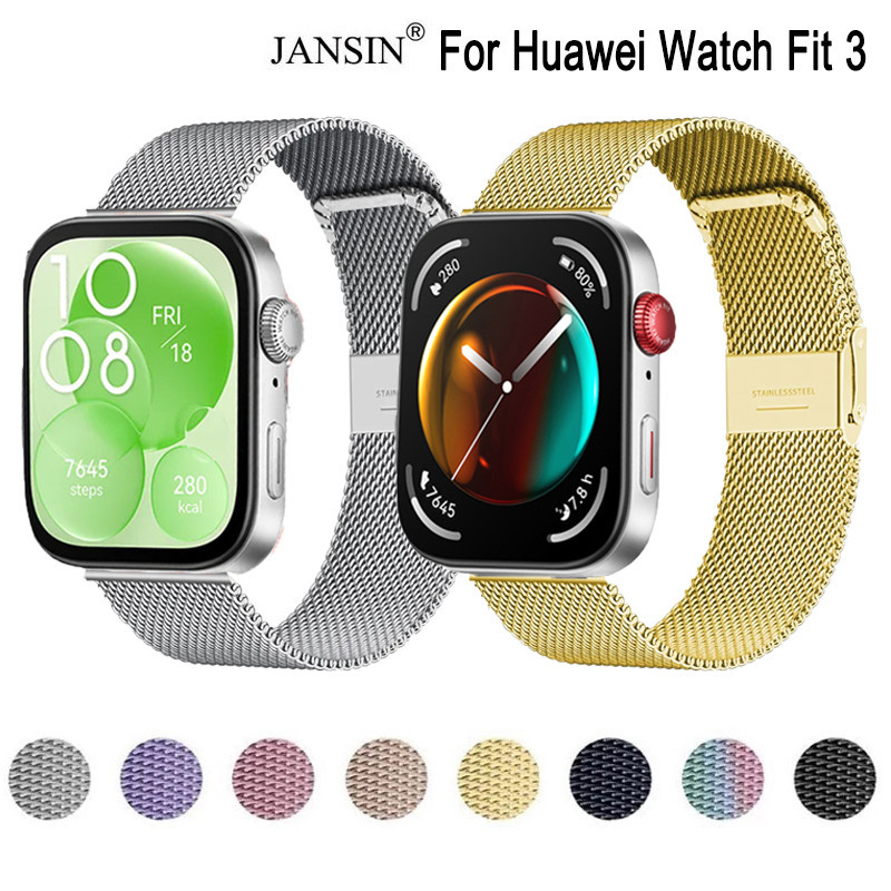 jansin แบบล็อก สาย Huawei Watch Fit 3 สายเหล็ก สายนาฬิกา watch สาย huawei fit3 นาฬิกาอัฉริยะ