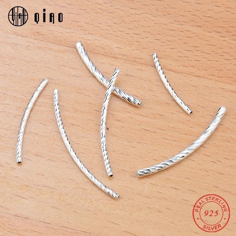 925 เงินสเตอร ์ ลิง Connector 1pcs เงินเกลียวโค ้ งหลอดเงินยาวลูกปัดสําหรับสร ้ อยข ้ อมือแฟชั ่ นเครื ่ องประดับทํา DIY
