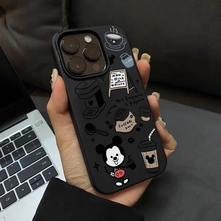 เคสไอโฟน16/15/14/13/12/11 Pro max กาแฟมิกกี้น่ารัก กันกระแทก Compatible Case iPhone 11,12,13,14,15,16,11PM,12PM,13PM,14PM,15PM,16PM,16Plus,X/Xs, XR,7 +,8Plus