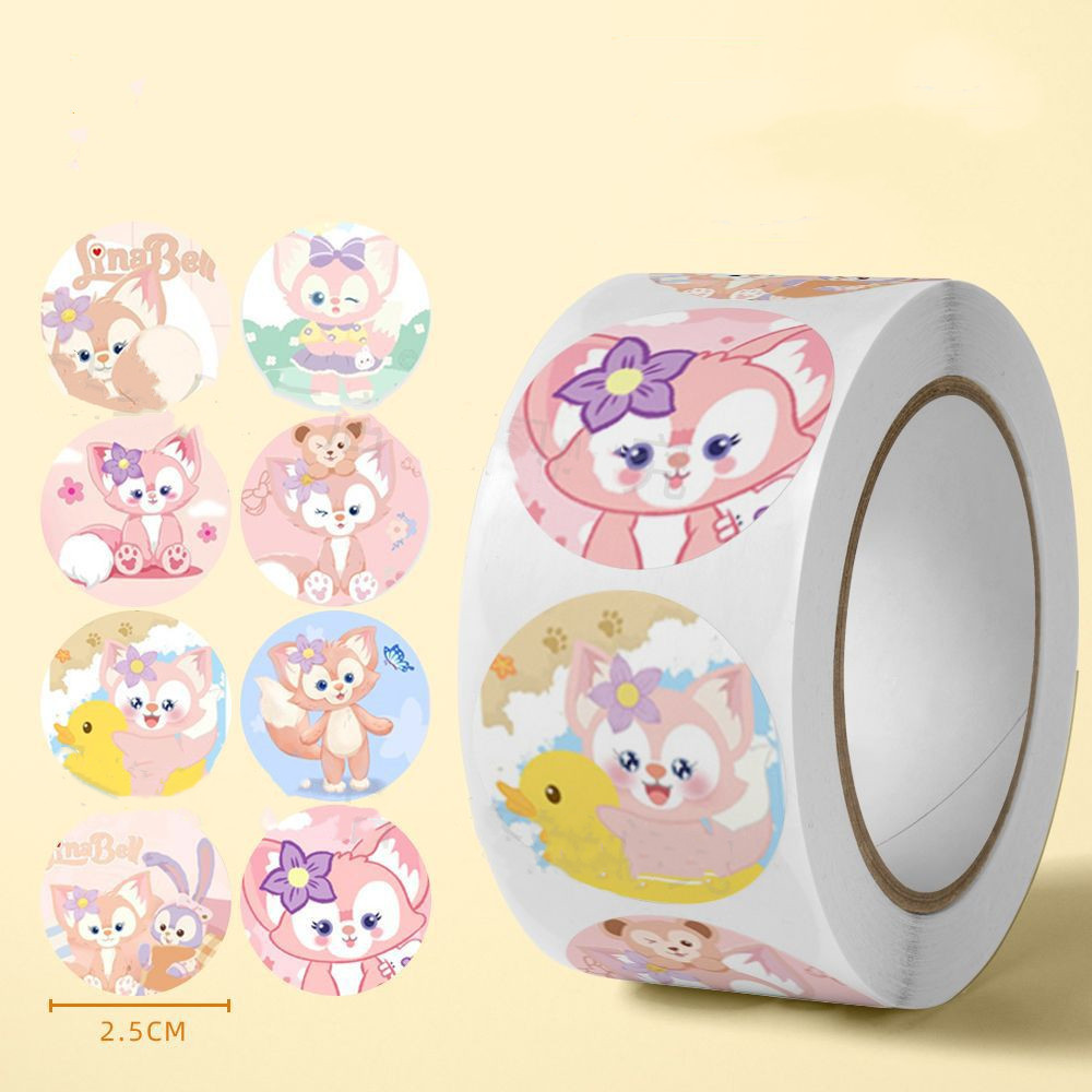 สติ๊กเกอร์ขอบคุณ สติ๊กเกอร์ 1 ม้วนมี 500 แผ่น 8 รูปแบบที่แตกต่างกันรวม 3 สีให้เลือก