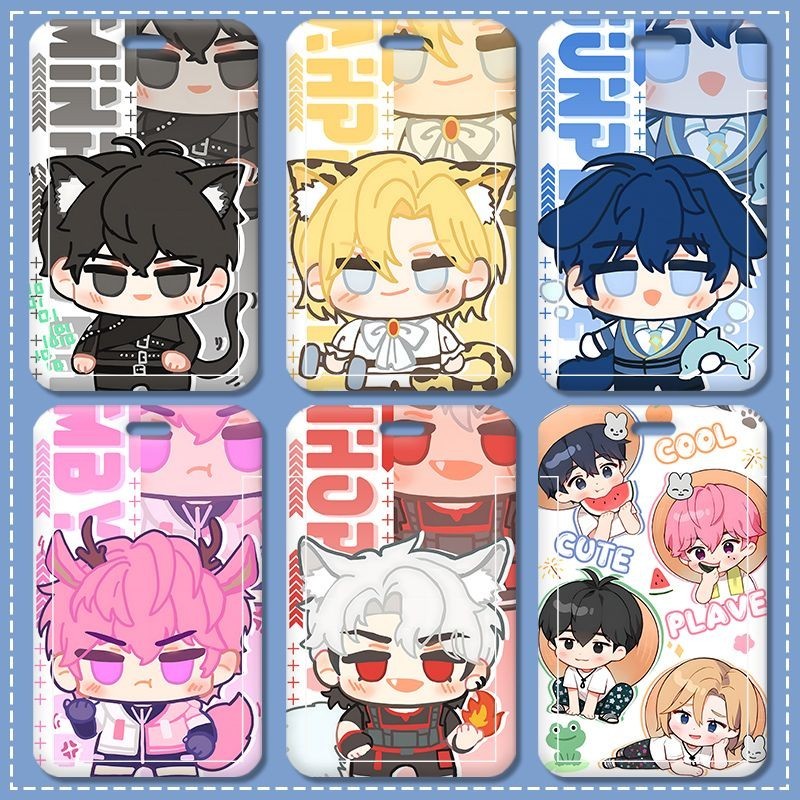 Plave น่ารักการ์ตูน Lanyard ธุรกิจผู้ถือบัตร Push-pull สไลด์ Card Bank ID นักเรียนกรณีการ์ด