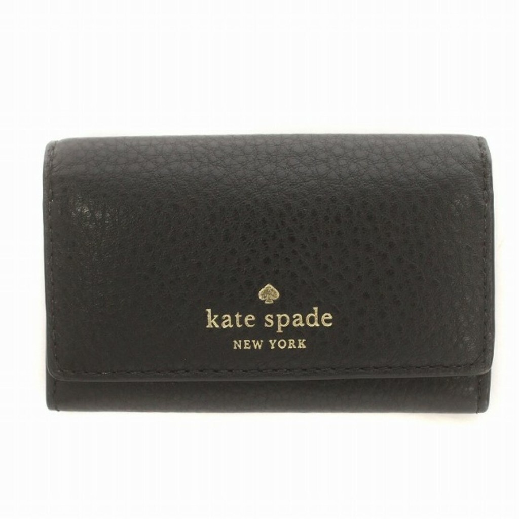 KATE SPADE CARD CASE BUSINESS CARD HOLDER BIFOLD LEATHER LOGO BLACK BLACK Direct from Japan Secondhand
