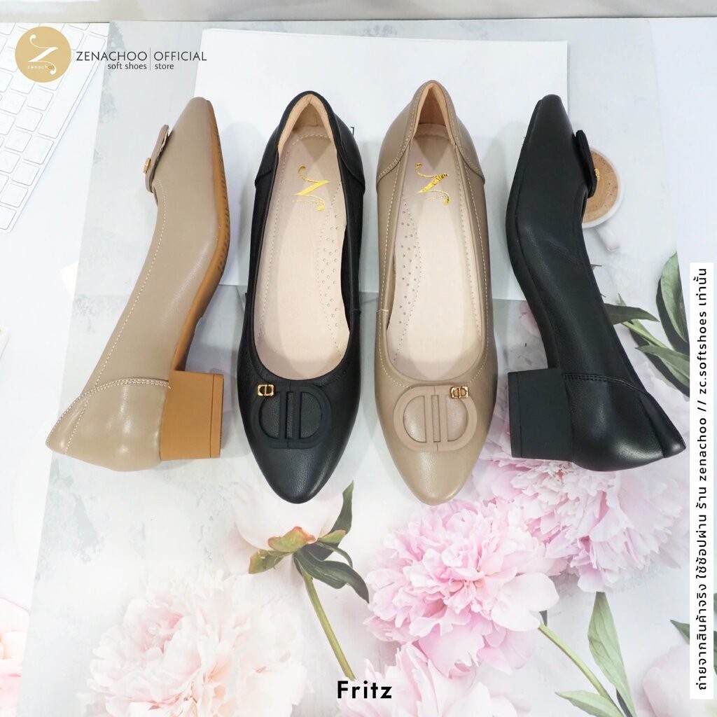 ทรงปกติ เปลี่ยนไซส์ได้-ไม่รับคืน Zenachoo รุ่น Fritz สูง 1.5 นิ้ว รองเท้าหนังแกะแท้ หนังนิ่ม พื้นนุ่ม