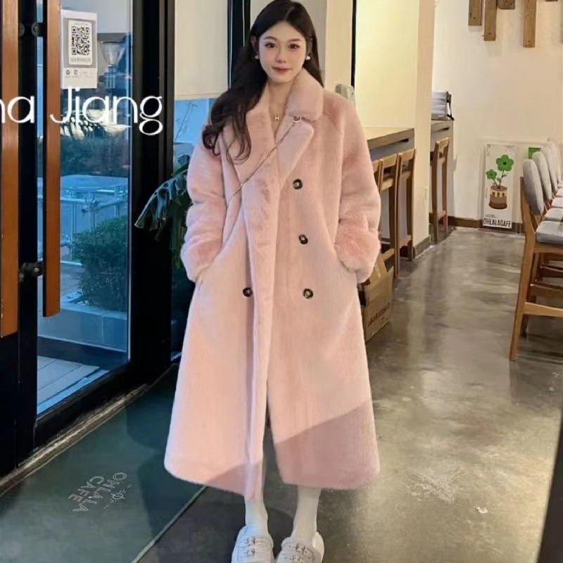 เสื้อแจ็คเก็ตผู้หญิง Sherpa Coat ยาวเสื้อขนสัตว์ Plush Textur แมวขนสัตว์ยาวเสื้อแจ็คเก็ต byAbdulwhstore