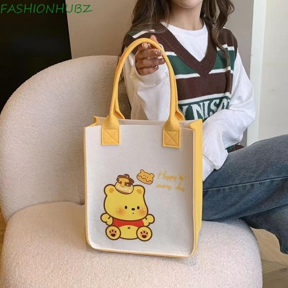 Fashionhubz Kuromi กระเป ๋ าถือ , ถุงอาหารกลางวันความจุขนาดใหญ ่ Felt Tote Bag, Luxury Melody กระเป ๋ าของขวัญการ ์ ตูนสาว