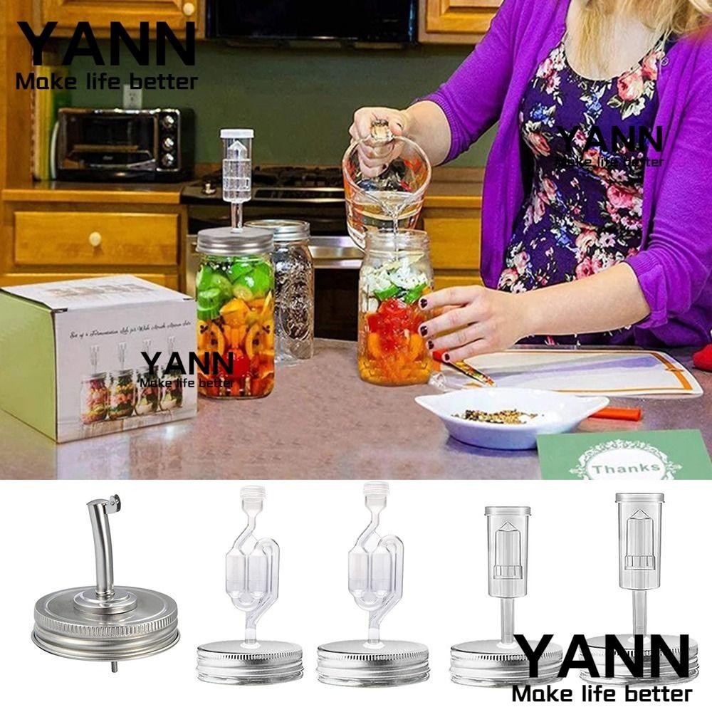 Yann1 Mason Jar ฝาปิด, Airlock กว้างปกติปาก Jar น้ํามัน Spout ฝาปิด, Reusable Olive Cocktail สลัด Dr