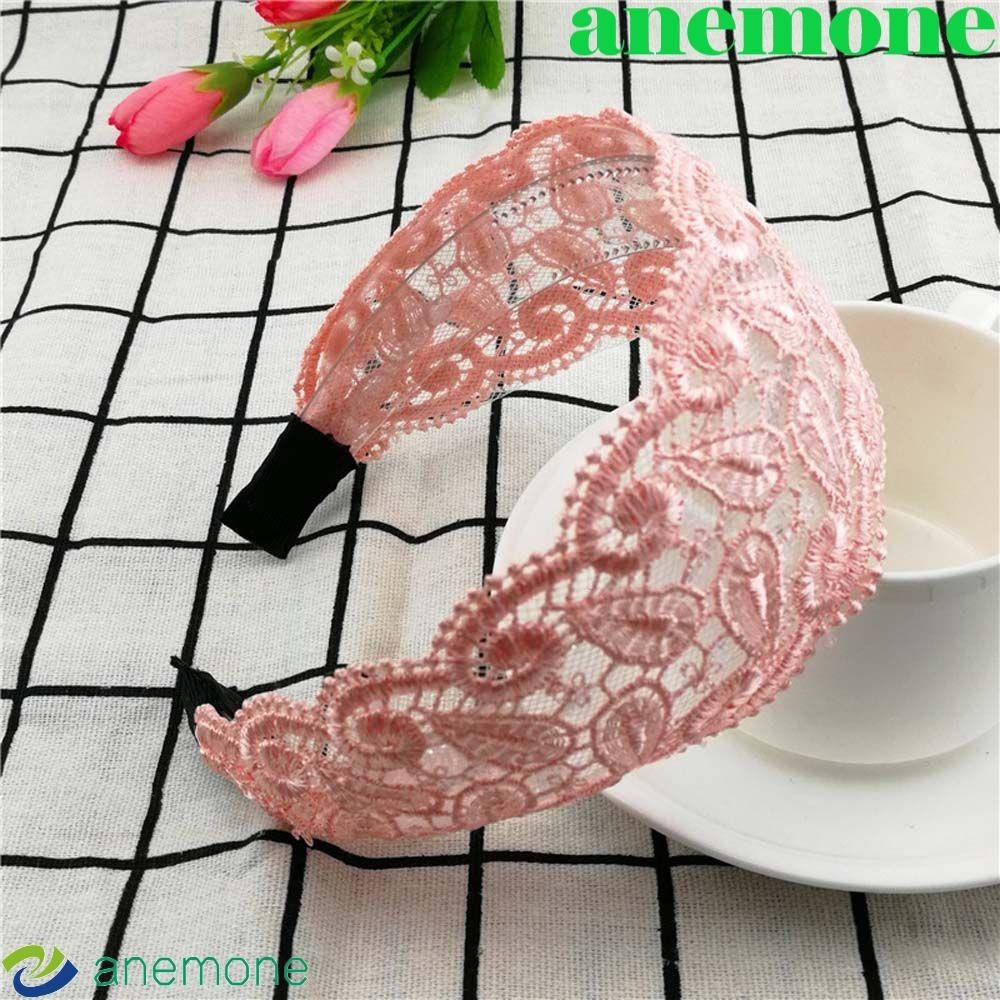 Anemone ผู ้ หญิงผม Hoop อินเทรนด ์ Vintage ล ้ างหน ้ าดอกไม ้ สําหรับสาวลื ่ นลูกไม ้ Hairbands