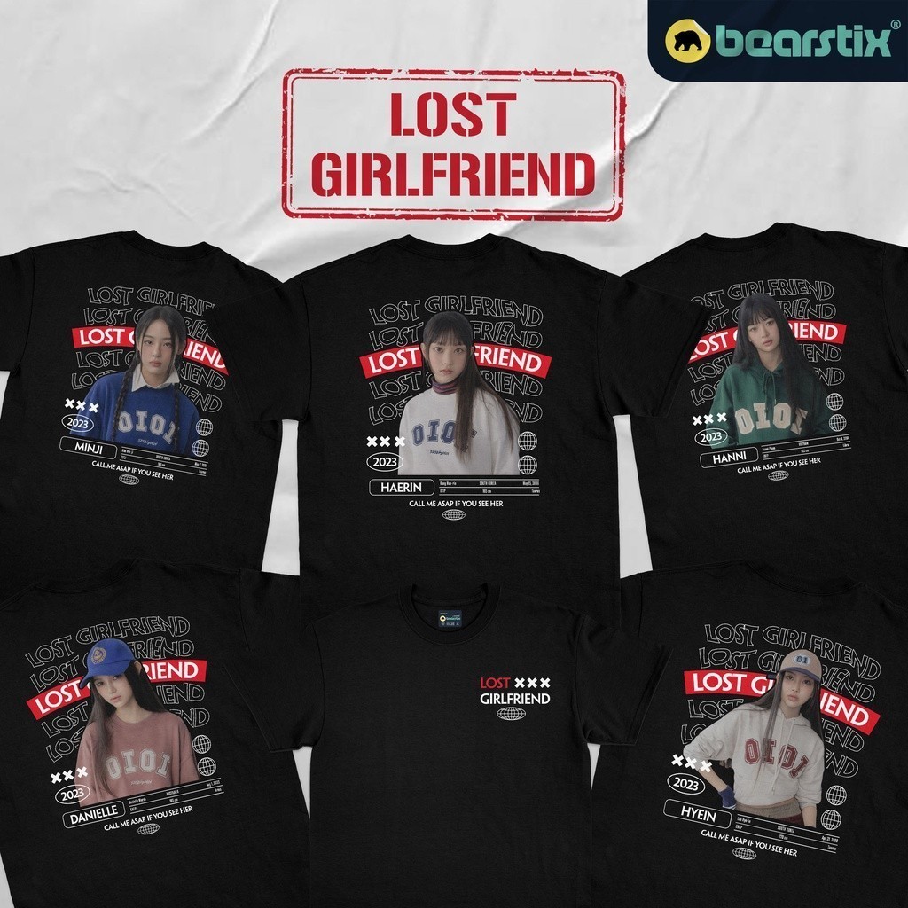 Unisex oversize T-shirt Bearstix - เสื้อยืด LOST GIRLFRIEND NEWJEANS - Kaos Haerin Minji Hanni Danie
