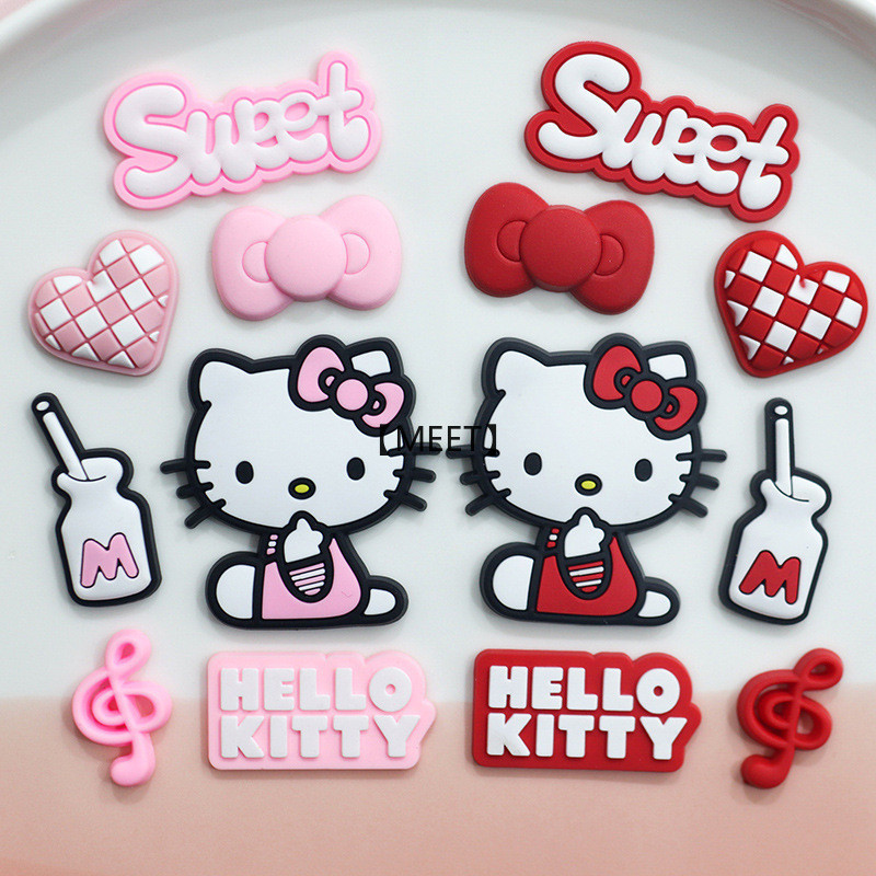 [ Meet ] 7pcs/pack KT Cat Bow ยางนุ ่ ม DIY เครื ่ องประดับอุปกรณ ์ เสริมเคสโทรศัพท ์ ฉนวนกันความร ้ อนถ ้ วยน ้ ําตกแต ่ ง Patch PVC ยางนุ ่ มชุดอุปกรณ ์ เสริม