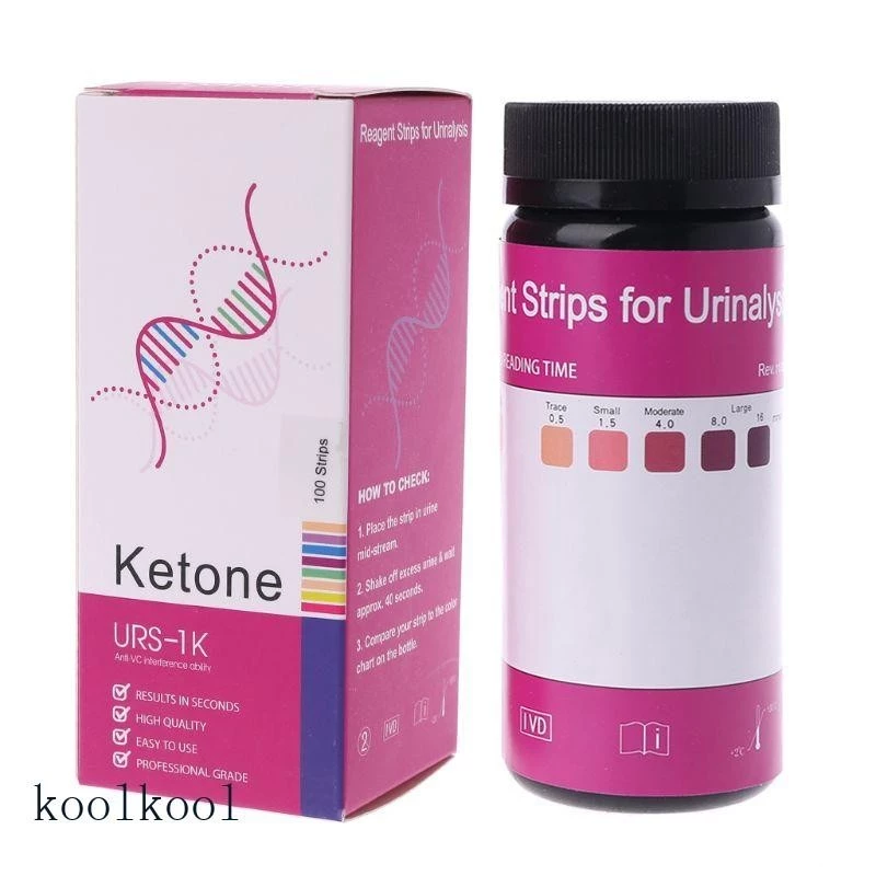 Kool 100 ชิ้น Ketone Test Analysis Strip ลดน้ําหนักวิเคราะห์การทดสอบ Ketones ในปัสสาวะบน Low Carb Ketogenic Diet ที่ถูกต้อง