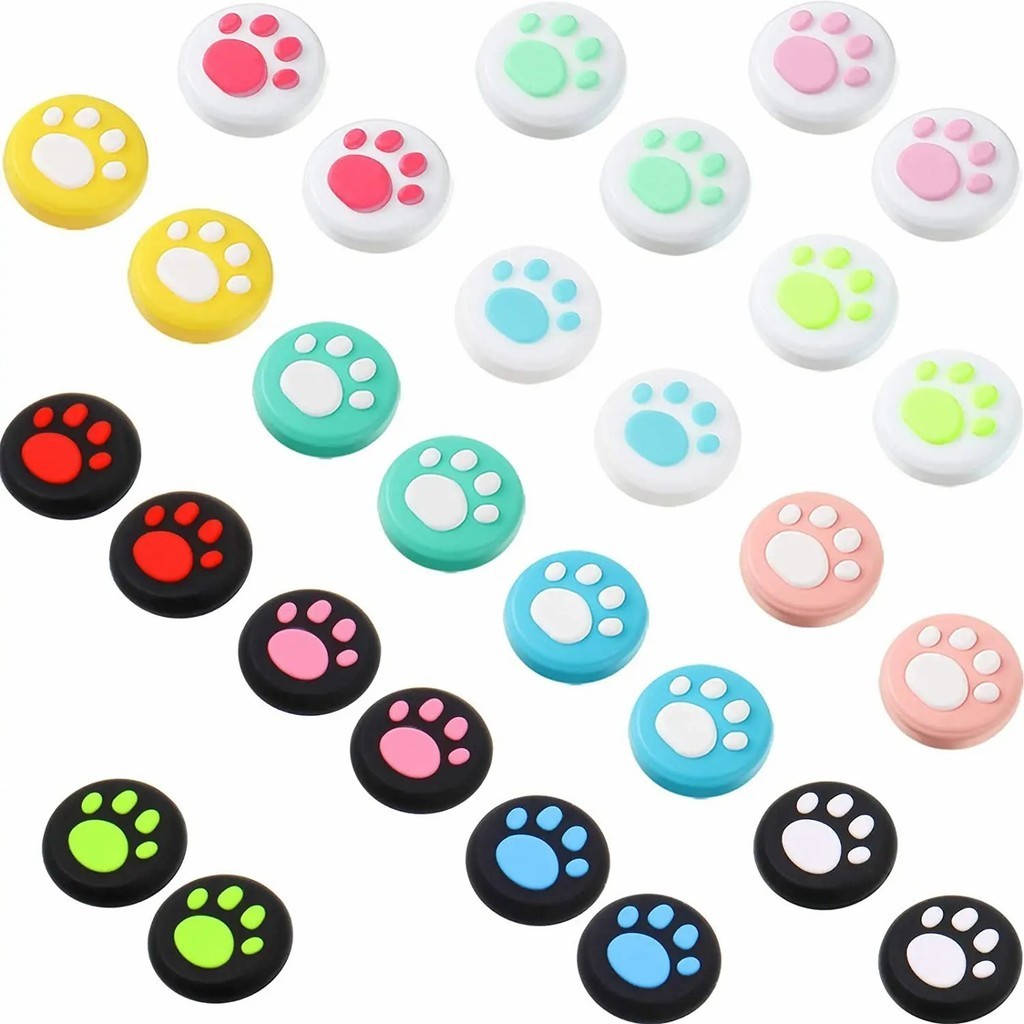 2/4 ชิ้นซิลิโคน Cat Paw Thumb Stick Grip Cap - สําหรับ Switch/lite เกมคอนโซลคอนโทรลเลอร์กรณี - จอยสติ๊กน่ารักฝาครอบ - Thumbstick อุปกรณ์ป้องกัน