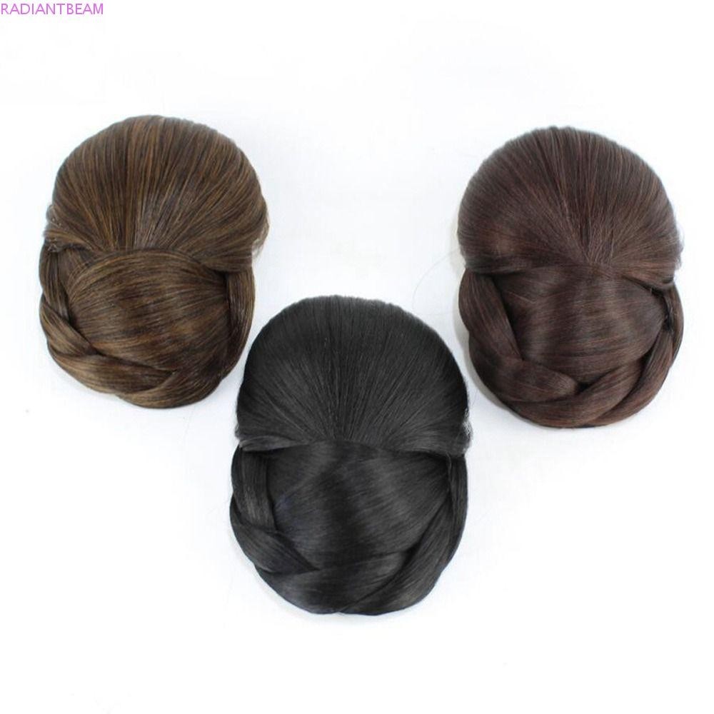 Radiantbeam ผมปลอม Bun สีดําสีน้ําตาลอินเทรนด์เส้นใยทนความร้อนอุปกรณ์เสริมผมผมผู้หญิงหญิงสังเคราะห์เจ้าสาว Hairpiece