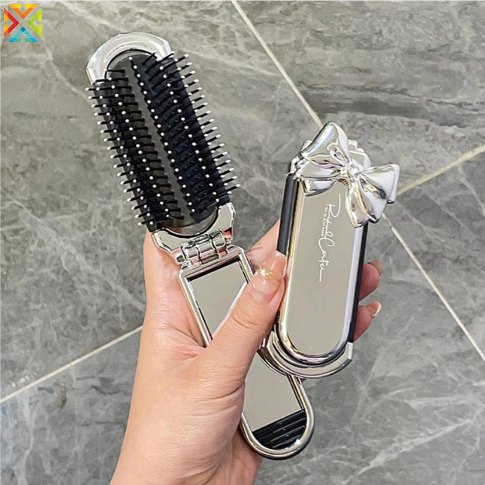 พับ Air Cushion หวีนวดหนังศีรษะแบบพกพา 2 In 1 แปรงผมกระจกชุดสบาย Anti Static หวี Hairdressing เครื ่ องมือ