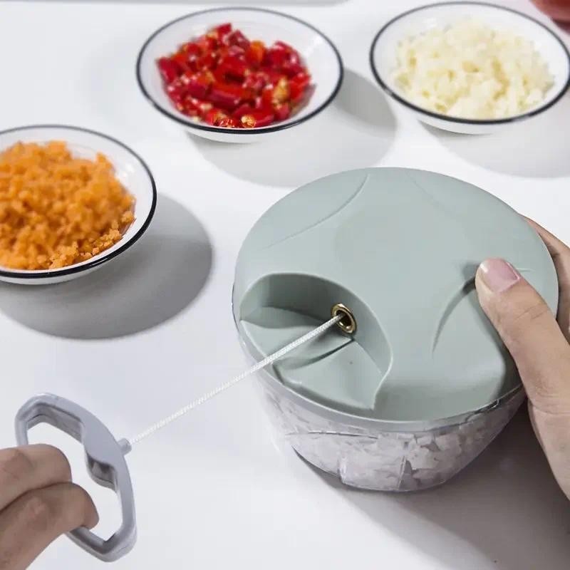 500/900ml กระเทียม Chopper คู่มือกระเทียมกดอาหารผักเครื่องตัดเครื่องบดเนื้อ Gadgets ครัว Hand Mincer กระเทียม Masher