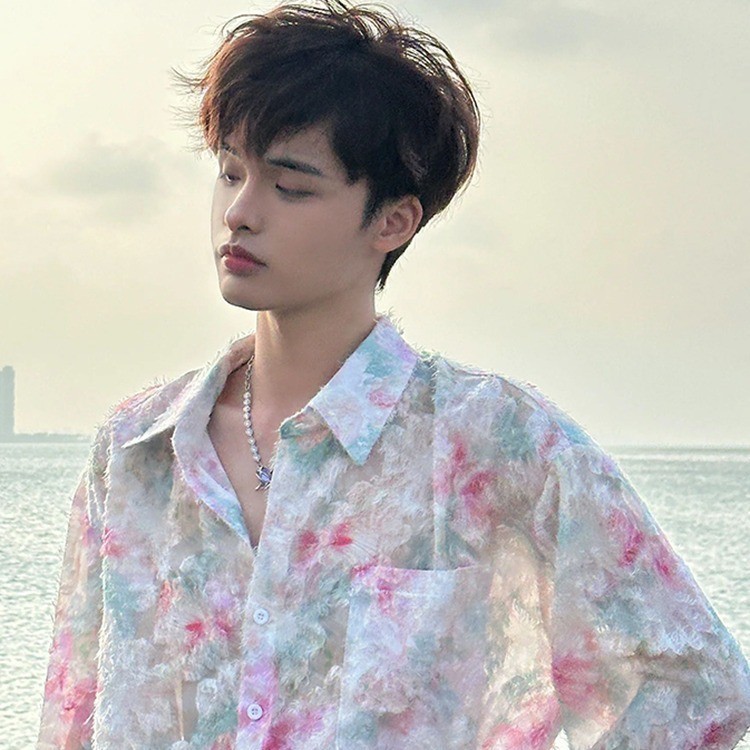 ดอกไม้แตกแขนยาวเสื้อประเทศแฟชั่นออกแบบรู้สึกลอย Fairy วินเทจลดลงรู้สึกดวงอาทิตย์เสื้อสำหรับผู้ชายและผู้หญิง