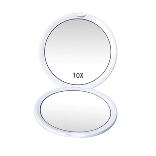 กระจกแต ่ งหน ้ าขนาดเล ็ กแบบพกพากระจกพกพาขนาดกะทัดรัด 1X 10X ขยาย