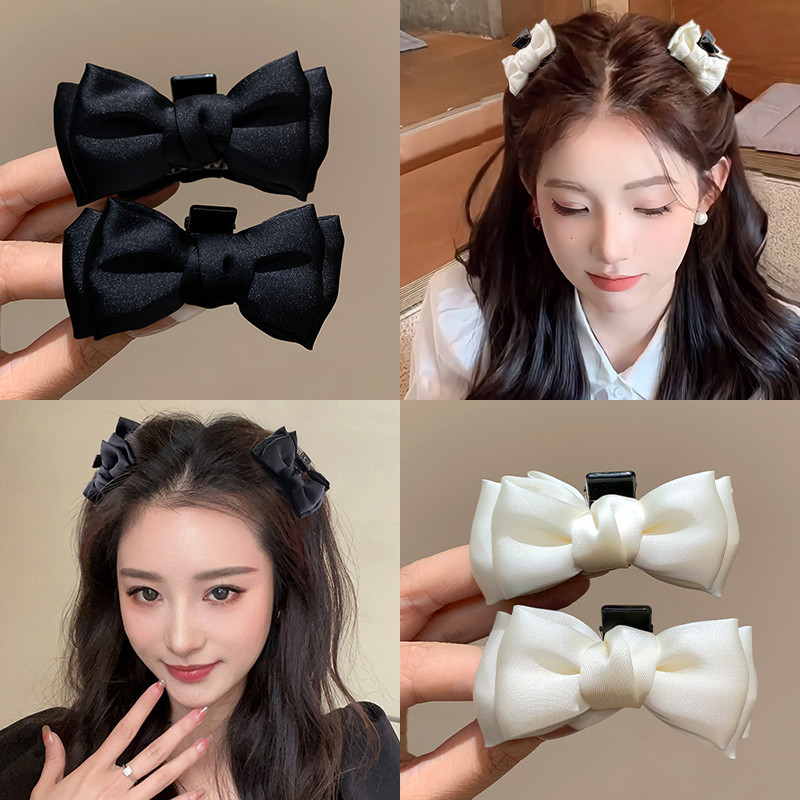 ซาตินโบว์กิ๊บขนาดเล็กแฟชั่นเกาหลีกิ๊บอุปกรณ์ผมที่เรียบง่ายสําหรับผู้หญิงบางผมกรงเล็บ