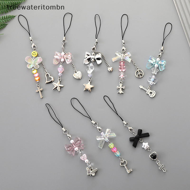 ทีที หวานแฟชั่นโบว์ลูกปัดพวงกุญแจที่มีสีสันกุทัณฑ์จี้โทรศัพท์โซ่ประณีตน่ารักพวงกุญแจกระเป๋าเครื่องประดับอุปกรณ์เสริม mbn - รูปที่ 3