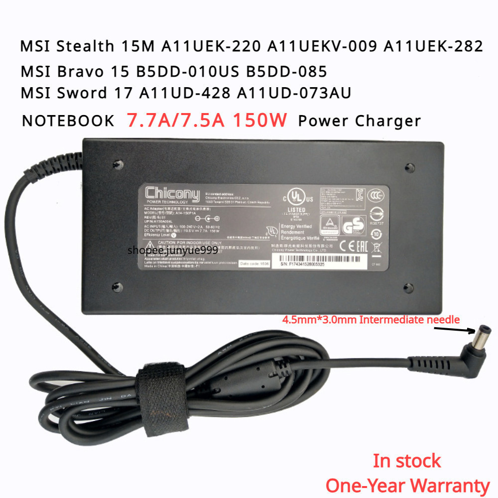 Chicony 7.7A/7.5A 150W AC Power Charger A18-150P1A อะแดปเตอร์สําหรับ MSI Stealth 15M/Bravo 15/Sword 