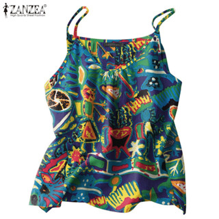 Zanzea ผู้หญิงปาร์ตี้การพิมพ์ O-คอแขนกุดทุกวัน Casual หลวมถั…