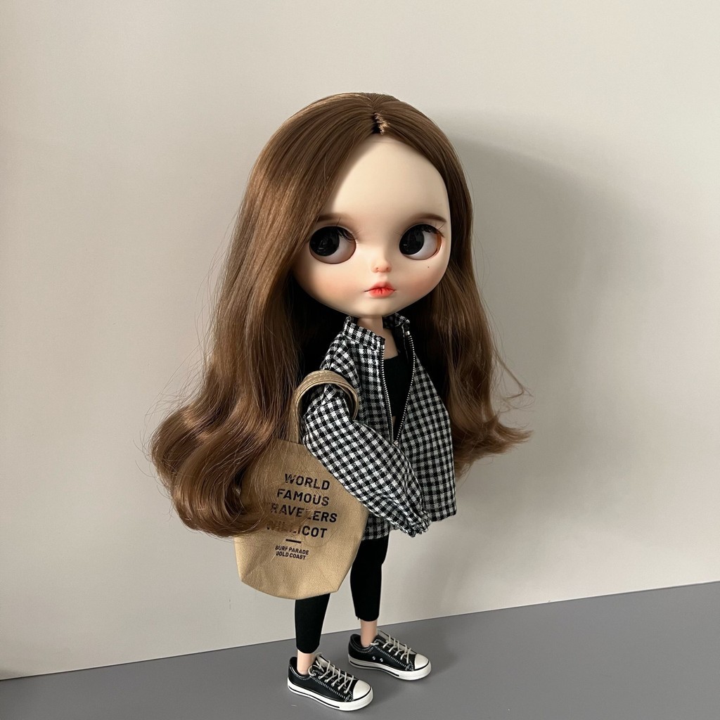 เสื้อผ้าตุ๊กตาบลายธ์แจ็คเก็ตลายสก๊อต licca ob24 azone YMY24 YMY22 obitsu24 obitsu27 Barbie