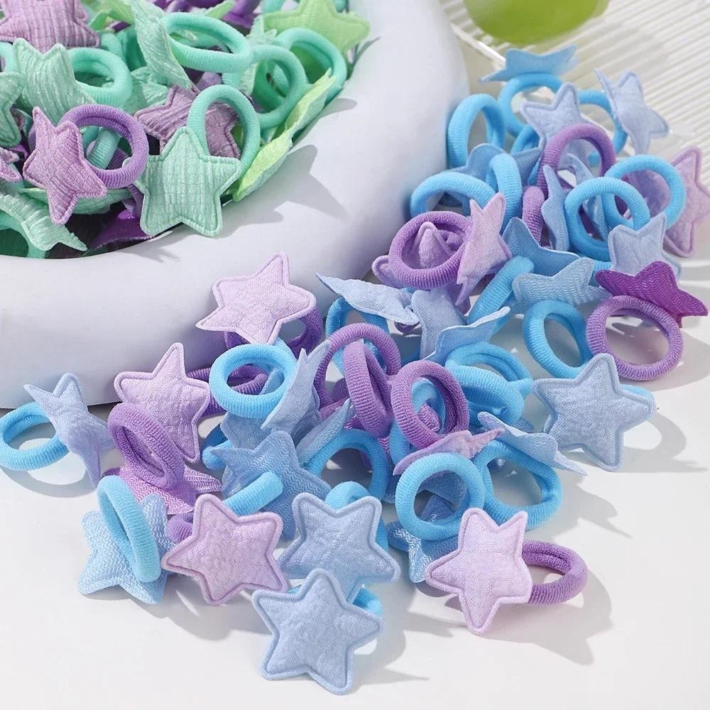 KIDSBOWS 10/20ชิ้น/เซ็ตสาวหัวใจสีชมพูดาวเด็กห่วงผมการ์ตูนเชือกผู้ถือผมหางม้ามินิยางรัดเด็กอุปกรณ์ผม