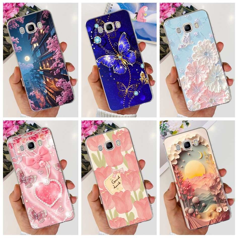 สําหรับ Samsung Galaxy J5 J7 2016 ปลอก J710 J710H J710F J710M J510F J510Y นุ่มยอดนิยมดอกไม้ผีเสื้อซิ