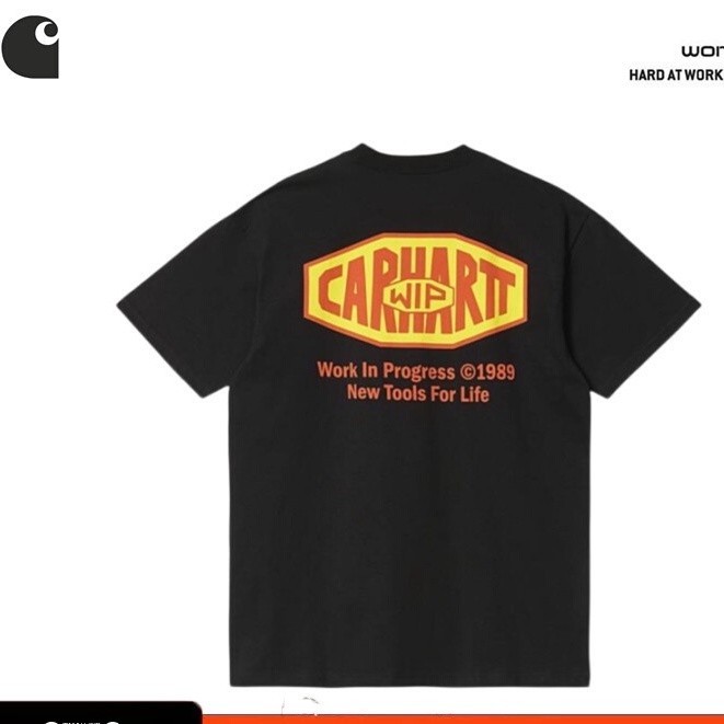 HOT CARHARTT WIP Carhart เครื ่ องมือน ้ ํายี ่ ห ้ อ graffiti ตัวอักษรสี ่ เหลี ่ ยมลําลองเสื ้ อยืดแขนสั ้ น TEE