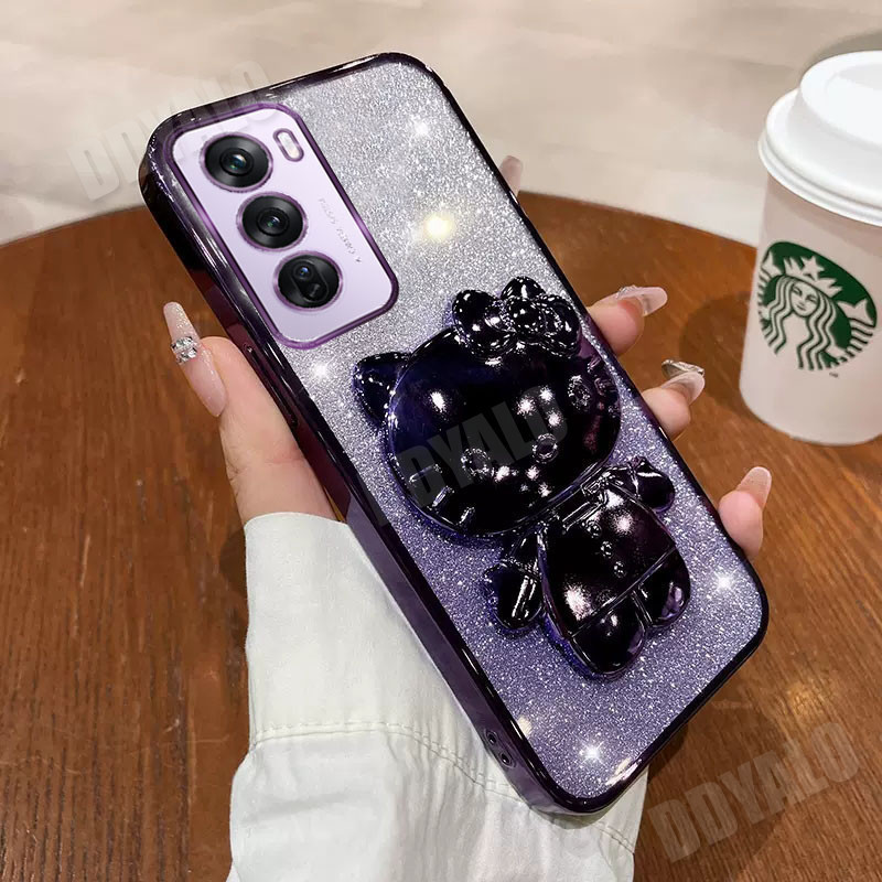 ปลอกสําหรับ VIVO Y19S น่ารักแต่งหน้ากระจกยึดขาตั้งเคสโทรศัพท์ VIVOY19S Glitter การ์ดฝาครอบชุบ