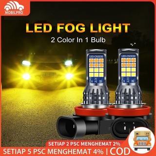 1Pcs LED Lampu LED Putih H11  Two Color 24SMD untuk Headlight  Fog lamp Mobil Lampu Depan 3030 SMD 12-24V Anti Kabut Untuk Mobil