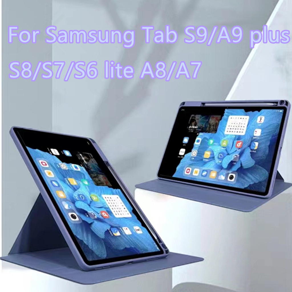 เคสอัจฉริยะ สําหรับ Samsung Tab S9/S10Lite/S6 Lite A9+/A11+ A8 S8/S7 360°หมุนมีที่เก็บปากกากันกระแทก