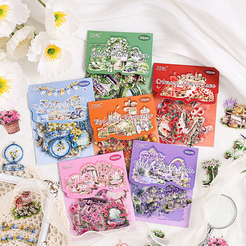 Journamm 40 ชิ้น/แพ็คสติกเกอร์ PET Dream ดอกไม้ความคิดสร้างสรรค์กันน้ํากาว Diy สติกเกอร์ Hand Made ตกแต่ง Junk Journal อุปกรณ์