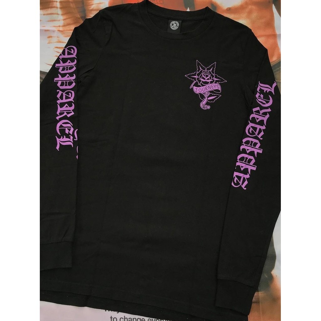 Oldschool Retro Line ร่างดอกไม้ Graffiti เสื้อยืดแขนยาวผู้ชายผู้หญิงสไตล์ขี้เกียจหลวมด้านใน Top