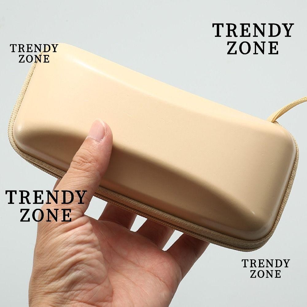 Trendyzone กระเป๋าเครื่องสําอาง,พร้อมกล่องแว่นตากันแดดซิปเชือกเส้นเล็ก,แฟชั่นสแควร์แบบพกพาแว่นตาหนังอุปกรณ์เสริมสาว
