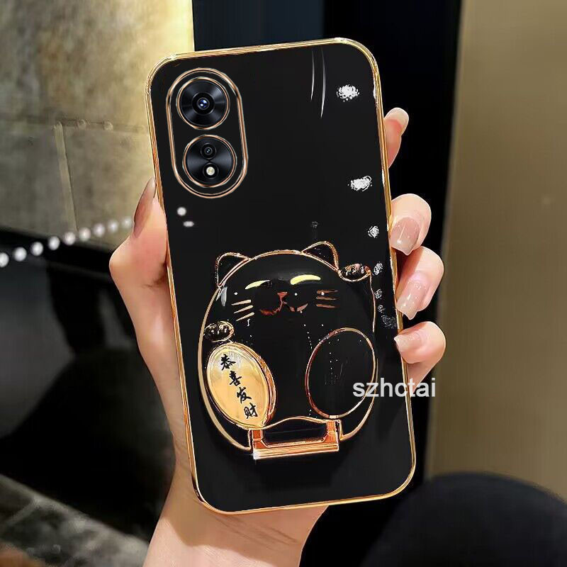 เคสโทรศัพท์ OPPO A60 A38 A18 A58 A78 5G A98 5G A17 A17K A16K A16 A15S A15 เคสโทรศัพท์ Gong Xi Fa Cai เคสโทรศัพท์ พร้อมที่วางแมวนําโชค - รูปที่ 4