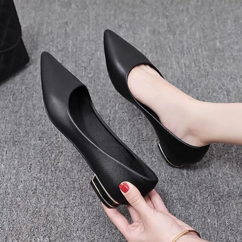 รองเท้าผู้หญิง 2024 Anti-slip Sole สบายรองเท้าส้นหนาผู้หญิงแฟชั่น Pointed Toe รองเท้าแม่