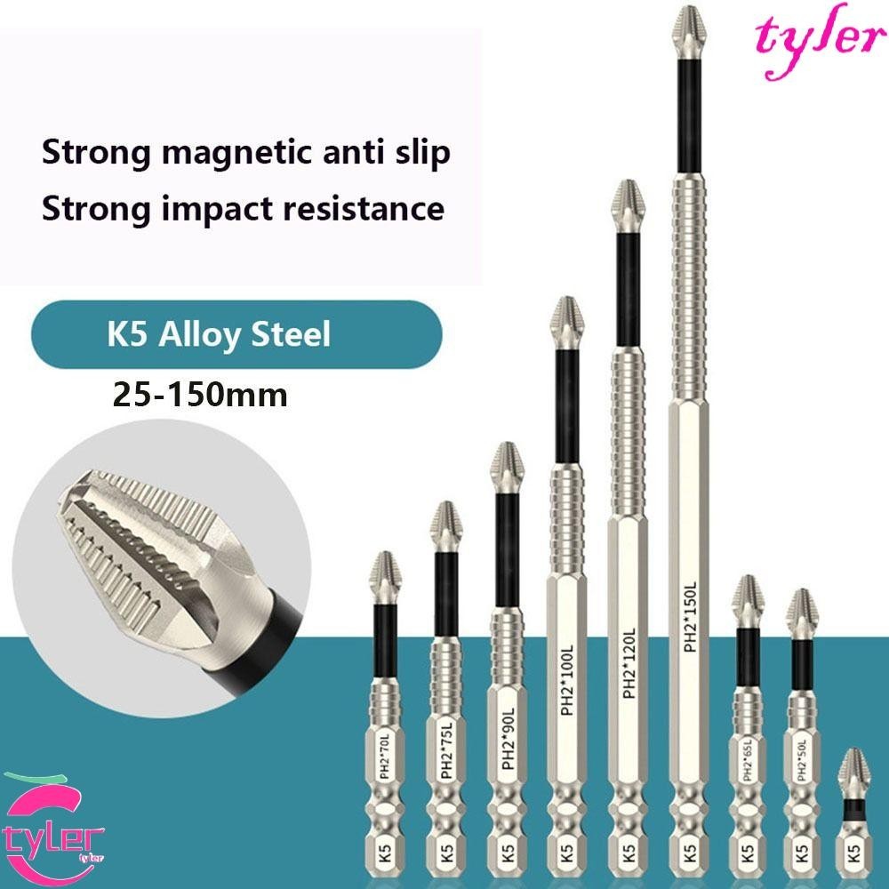 Tyler หัวชุดแม่เหล็ก, K5 ด้ายทนต่อแรงกระแทก Cross Bit, มัลติฟังก์ชั่นโลหะผสมเหล็ก Anti-Slip ความแข็งสูง PH2 ไขควง Bits สกรูเครื่องมือมือ