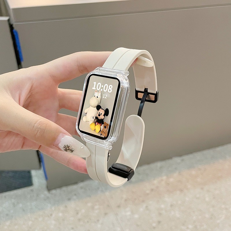 สายรัดข้อมือซิลิโคนแม่เหล็กแบบพับได้ สำหรับ Huawei Band 11 11pro 10 9 8 7 6 6pro และ Honor Band 10 9 7 6
