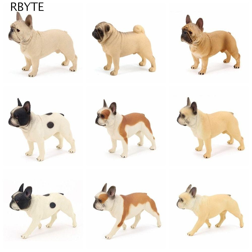 Rbyte Bulldog ตุ๊กตา, Miniature สุนัขสมจริงสัตว์รุ่น, ของเล่นเด็กฟาร์มสุนัขเครื่องประดับจําลอง French Bulldog รูปตกแต่งบ้าน