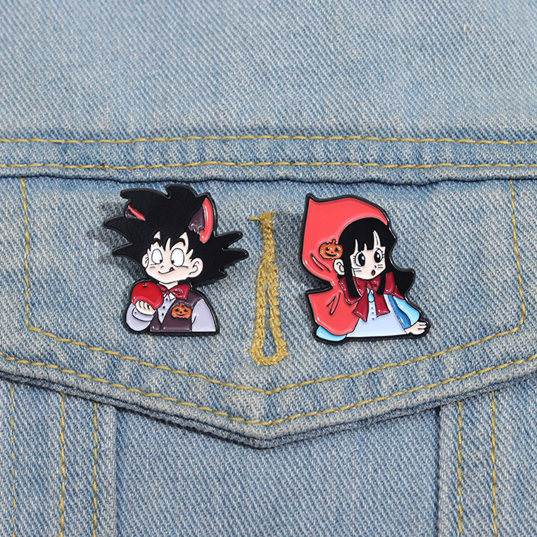 อะนิเมะ Dragon Ball Goku ตัวอักษรเข็มกลัดคู่ Badge ของขวัญ Creative เสื้อผ้าอุปกรณ์เสริม Pin เครื่องประดับ