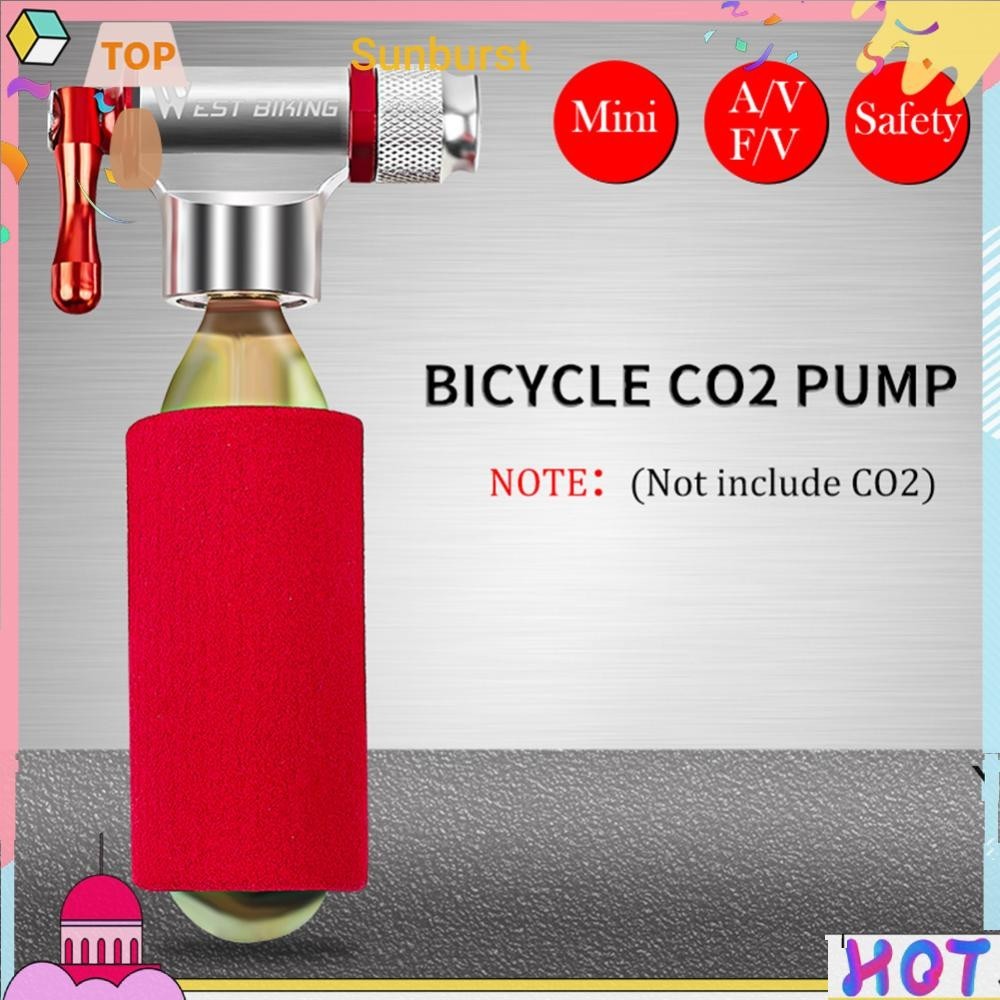 West BIKING ปั๊มจักรยานขนาดเล็กอลูมิเนียม MTB Bike CO2 Inflator สําหรับบาสเกตบอล [Sunburst11.th]