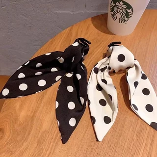 2024 Polka Dot Bow หางม้าคว้าคลิป Retro Coiled ผมคว้าหญิง