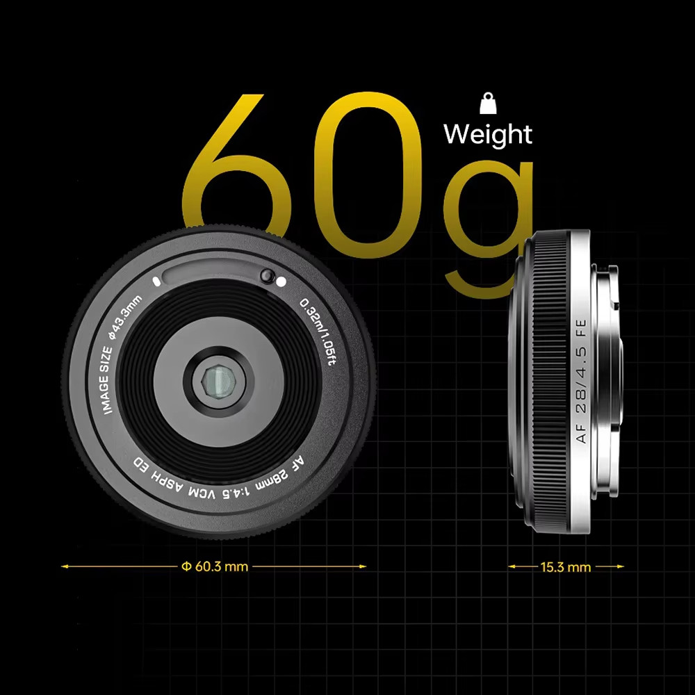 Viltrox 28mm F4.5 เลนส์แพนเค้กโฟกัสอัตโนมัติเลนส์เต็มกรอบ Retro Ultra-thin 60g สําหรับ Sony E Mount