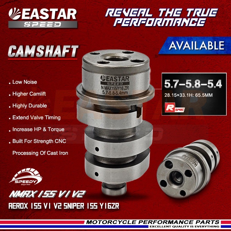 RACING แคมแต่ง AEROX155 NMAX155 V1 V2 NVX 155 Y16ZR Sniper 155 5.7-5.8-5.4MM EASTARSPEED