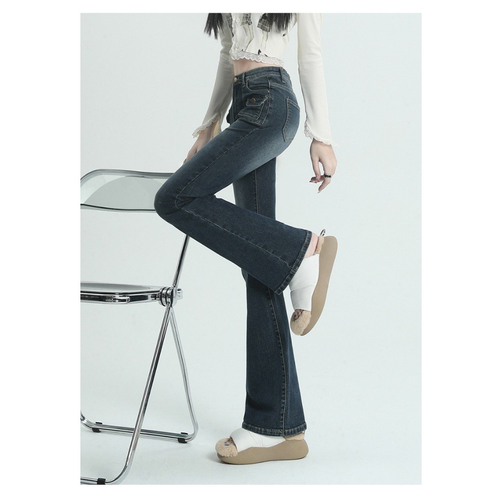 [ Fashion Forward 037 - J069] WOMENS HIGHWRIST CUTBRAY LONG PANTS POCKETS