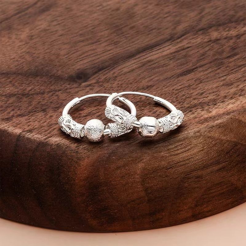 Authentic silver 9999 sterling silver earrings for womenBeachh01th20250302