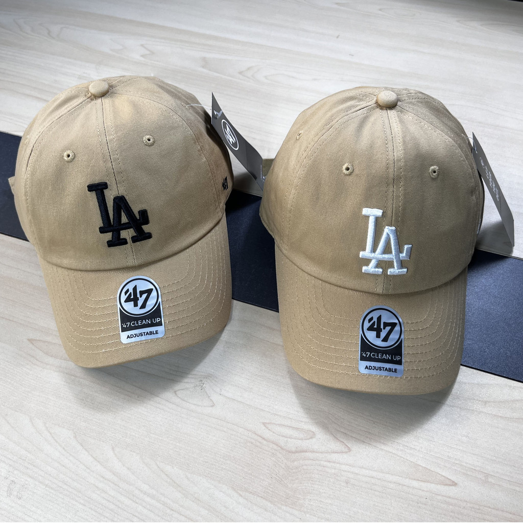 47brand Semi-hard Top ปักโลโก้ขนาดใหญ่หมวกสีกากีสําหรับผู้หญิง Ny เบสบอลหมวกเกาหลีรุ่น Ins Duckbill 