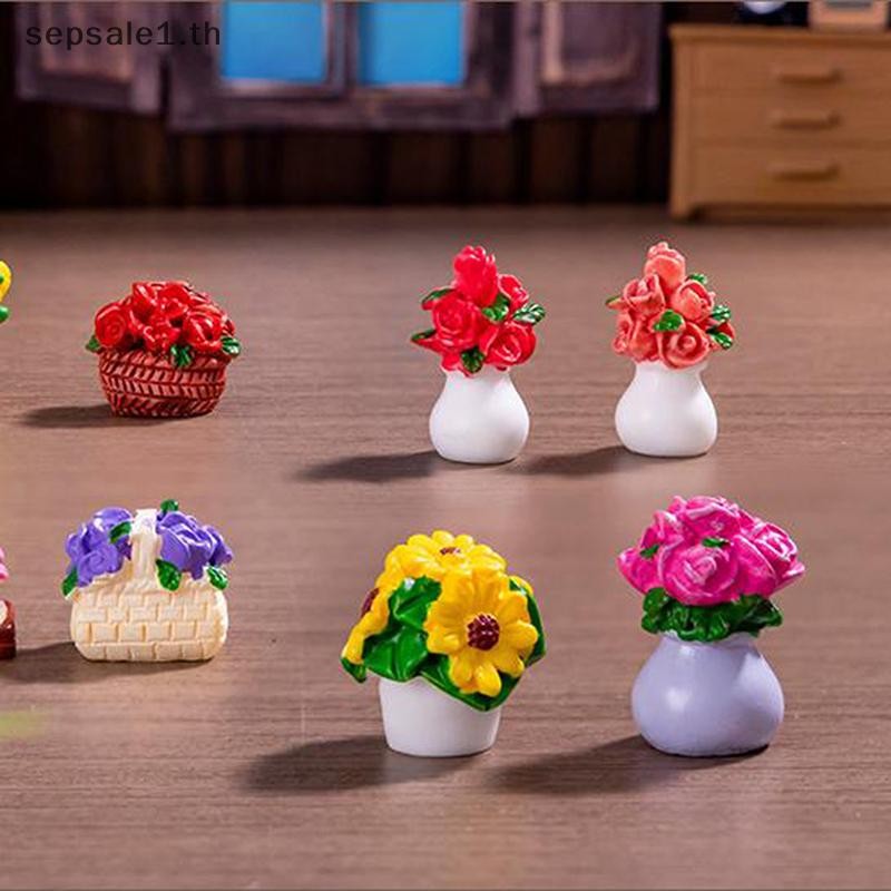 # Sale # Dollhouse Miniatures ช่อดอกไม้จําลองกระถางต้นไม้ขนาดเล็กยานยนต์ตกแต่งบ้าน Micro Landscape Garden Decor Accessories.